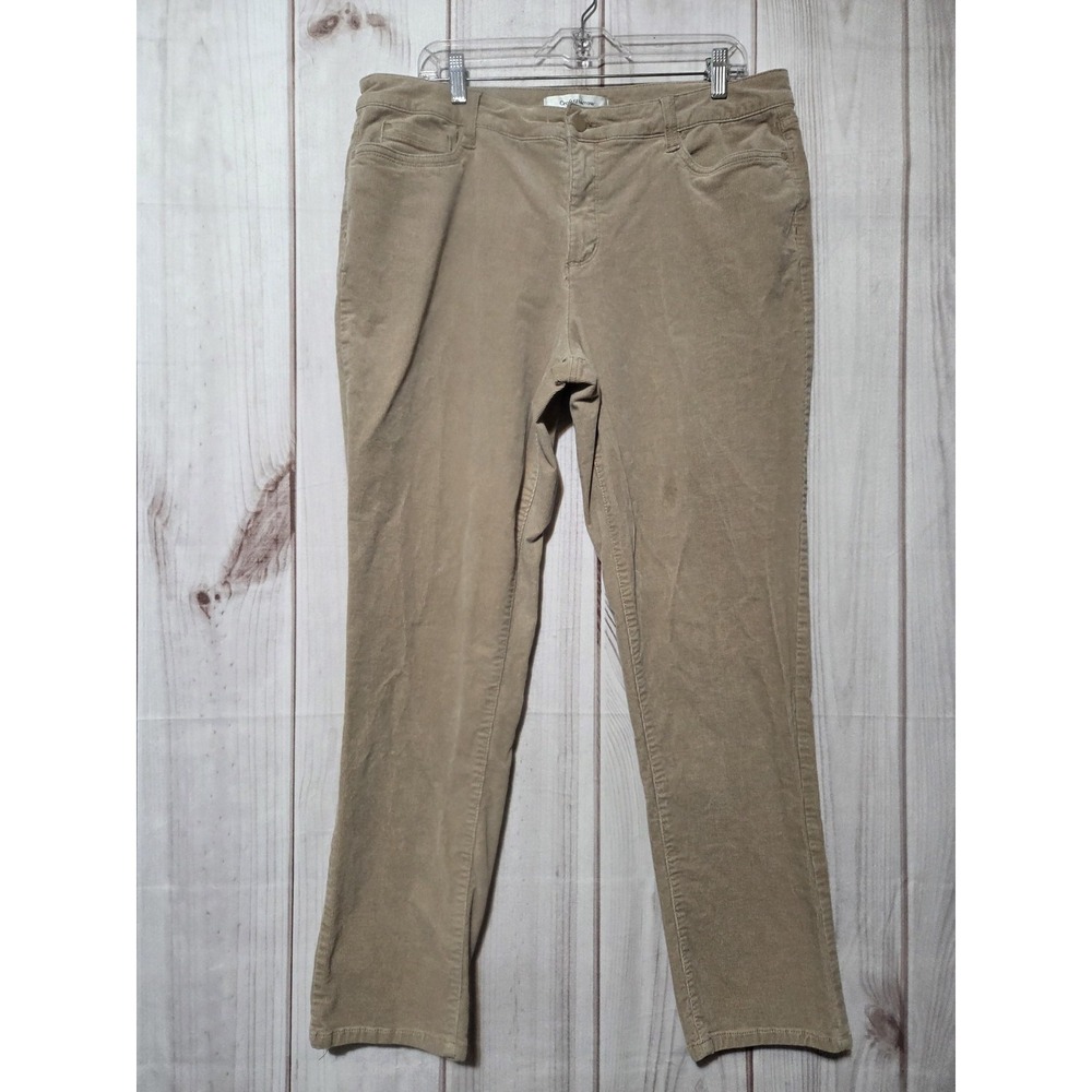 Croft & Barrow Pants Womens 16 Beige Khaki Corduroy Stretch Straight Leg Casual